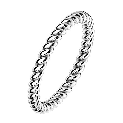 Mianova Damen Ring Edelstahl Schmaler Geflochtener Bandring Damenring Trauring Fingerring Silber Größe 49 (15.6) von Mianova