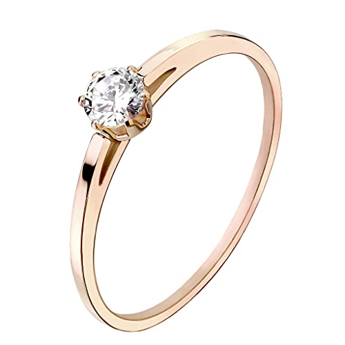 Mianova Damen Ring Edelstahl mit Zirkonia Kristall Strass Glitzer Stein Damenring Solitärring Trauring Verlobungsring Fingerring Rosegold vergoldet Größe 54 (17.2) von Mianova