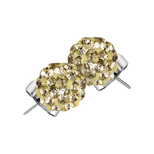 Mianova Damen Shamballa Ohrhänger aus Edelstahl in Silber mit Kristall Gelb von Mianova