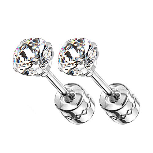 Mianova Doppel Ohrstecker Edelstahl Stecker mit Zirkonia Kristall Diamant Form Stein Ohrringe medizinisch rund klein Damen Herren Kinder Silber 3mm von Mianova