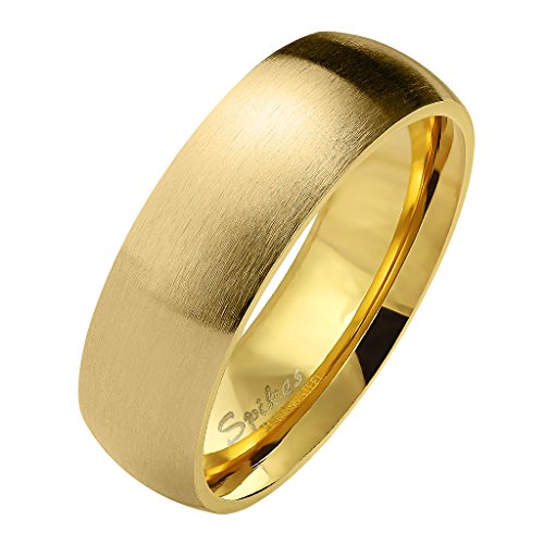 Mianova Herren Damen Band Ring Partnerring Edelstahl Verlobungsring Damenring Herrenring Matt Gold Größe 59 (18.8) Breit 6mm von Mianova