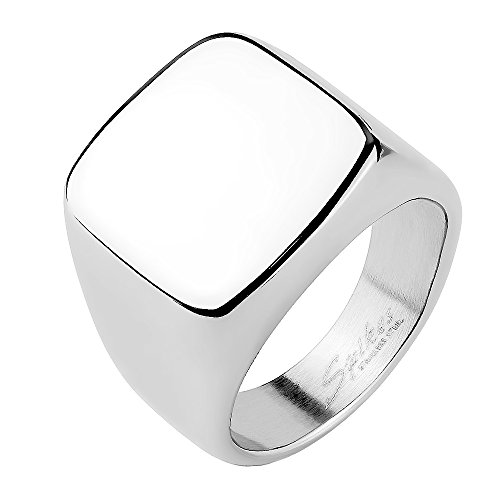Mianova Herren Ring Edelstahl Massiv Breit Herrenring Männer Biker Rocker Schmuck Siegel Quadrat poliert Schwarz Silber Größe 65 (20.7) von Mianova