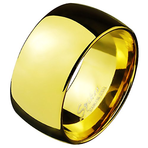 Mianova Herren Ring Extra Breit Edelstahl Spiegel poliert Daumenring Männer Biker Rocker Massiv Herrenring Gold Größe 62 (19.7) von Mianova