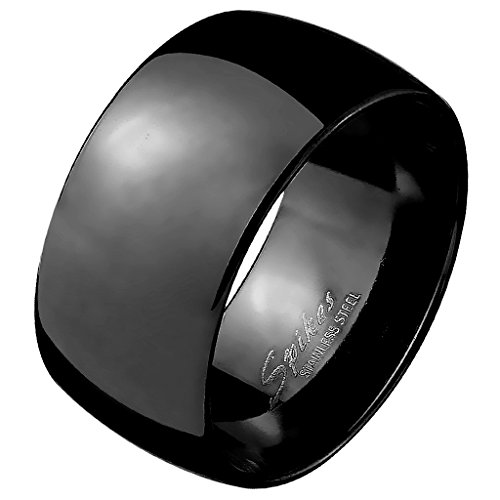 Mianova Herren Ring Extra Breit Edelstahl Spiegel poliert Daumenring Männer Biker Rocker Massiv Herrenring Schwarz Größe 60 (19.1) von Mianova