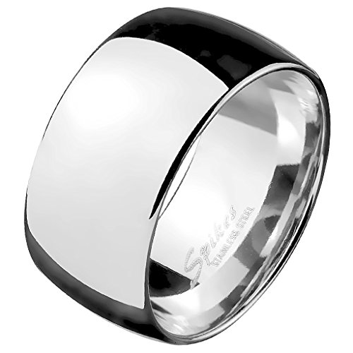 Mianova Herren Ring Extra Breit Edelstahl Spiegel poliert Daumenring Männer Biker Rocker Massiv Herrenring Silber Größe 62 (19.7) von Mianova