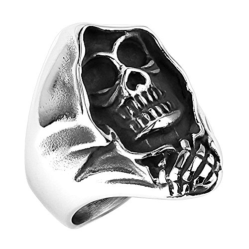 Mianova Herren Ring Sensenmann Ghost Rider Edelstahl Silber Größe 65 (20.7) von Mianova