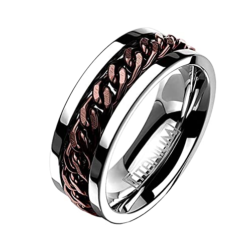 Mianova Herren Ring Titan Massiv Breit Herrenring Männer Biker Rocker Kette Spinning Fingerring Silber Coffee Braun Größe 65 (20.7) von Mianova