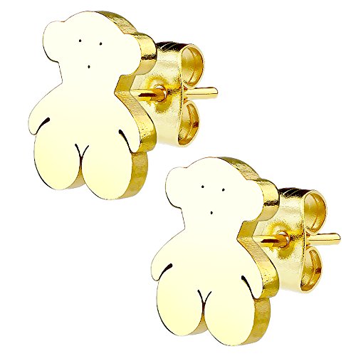 Mianova Ohrringe Stecker Ohrstecker Studs Klein mit Teddybär Gold Vergoldet für Damen Kinder von Mianova