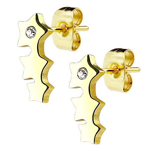 Mianova Ohrringe Stecker Ohrstecker Studs Klein mit Triple Star Gold Vergoldet mit Kristall für Damen Kinder von Mianova