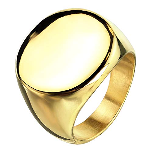 Mianova Ring Edelstahl Runder Siegelring Biker Rocker Herrenring Damenring Partnerring Damen Herren Größe 52 (16.6) Gold von Mianova