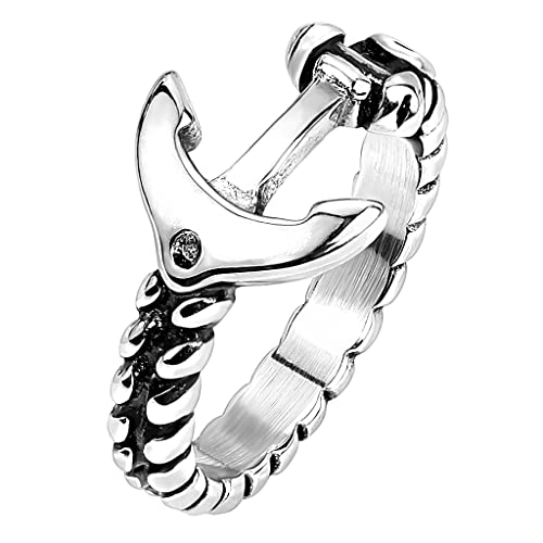 Mianova Siegelring Edelstahl Herrenring Damenring Partnerring Trauring Band-Ring Damen Herren mit Anker Symbol im Maritimen Seefahrt Silber Größe 64 (20.4) von Mianova