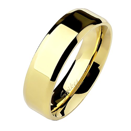 Mianova Unisex Band Ring Edelstahl Poliert Freundschaftsring Herrenring Damenring Partnerring Damen Herren Gold Größe 69 (22.0) 6mm Breit von Mianova