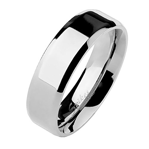 Mianova Unisex Band Ring Edelstahl Poliert Freundschaftsring Herrenring Damenring Partnerring Damen Herren Silber Größe 52 (16.6) 6mm Breit von Mianova