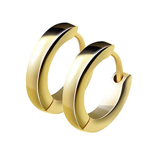 Mianova Unisex Creolen Edelstahl Damen Herren Klapp-Verschluss Schmale Ohrringe Huggie Kreolen Stecker Ohrstecker zum Klappen rund 2,5mm breit Gold von Mianova