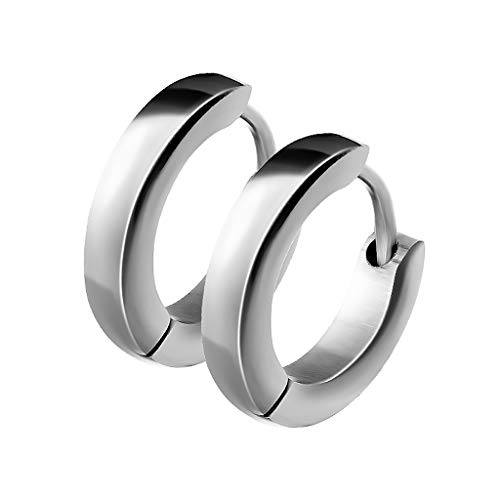 Mianova Unisex Creolen Edelstahl Damen Herren Klapp-Verschluss Schmale Ohrringe Huggie Kreolen Stecker Ohrstecker zum Klappen rund 2,5mm breit Silber von Mianova