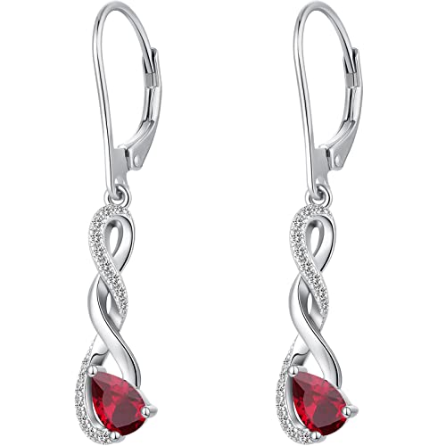 Miaofu Miaofu Damen-Hängeohrringe Lange Infinity-Ohrringe 925er Silber mit 5A Zirkonia-Kristall, 18 Karat Weißgold vergoldete hängende Silberohrringe Feiner Schmuck für Frauen Mädchen, Sterling von Miaofu