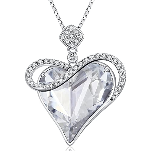 Miaofu Für immer Liebe Herz Anhänger Halsketten für Damen 925 Sterling Silber Mit Österreich Kristall Schmuck Geschenk für Frauen Mama Freundin Mädchen Ihr Weihnachtsgeschenk P180 von Miaofu