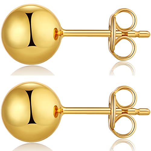 Kugelohrringe Glänzende Gold Kugel Ohrstecker 4mm Kugelohrringe Gold Damen Sterlingsilber Kugel Ohrstecker,Damen-Ohrstecker,Ohrstecker Kugel Weißgold,Ohrringe Kugel Silber Damen,Ohrringe Gold Kugel von Miaofu