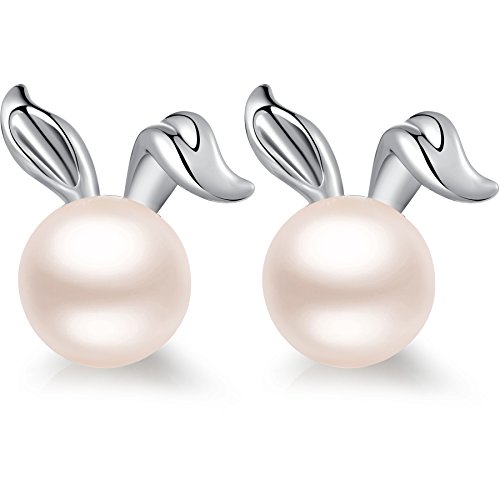 Ohrringe Ostern, Hase Hasen Ohrringe 925 Sterling Silber Perle Ohrringe Ohrstecker von Miaofu