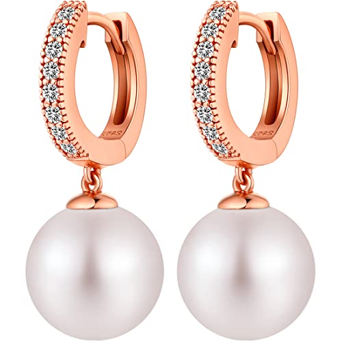 Perlen Ohrringe Perlenohrringe Hängend Silber Perle Ohrringe Damen Perlenohrringe Silber 925 Hängend,Perlen Ohrringe Weißgold,Rosegold Perlen Ohrringe,Perlen Ohrringe Hänger Silber Perlenohrringe von Miaofu