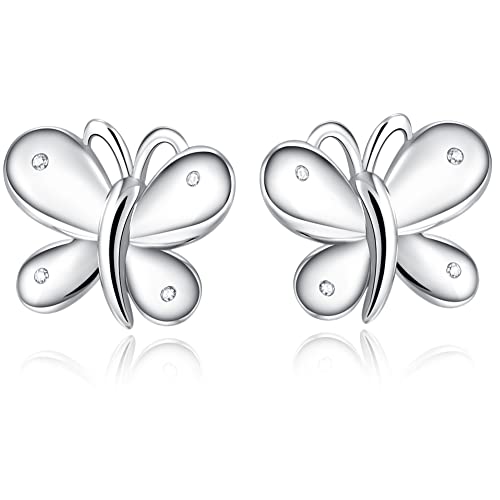 Schmetterlings Ohrringe Silber Schmetterlings Ohrstecker Damen Schmetterlings-Ohrringe Sterling Silber 925 Mädchen Schmetterlings Ohrringe,Schmetterlings Ohrstecker,Schmetterling Geschenke für Frauen von Miaofu