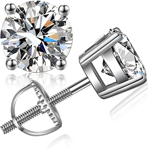 Ohrstecker Herren Damen Ohrringe S925 Sterling Silber Ohrringe Diamant Zirkonia Damen CZ 6mm von Miaofu