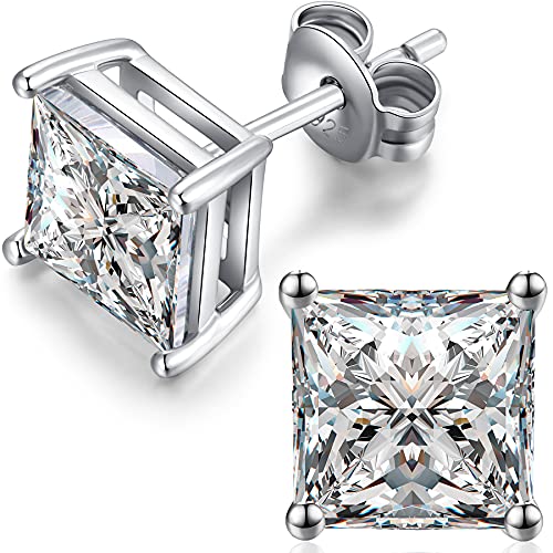 Ohrstecker Silber 925 Herren Ohrstecker Mann Sqaure Diamond Earrings Ohrstecker Quadrat Zirkonia Herren,Ohrstecker Diamant Quadrat Herren Quadrat Ohrringe Herren Ohrstecker Weißgold Zirkonia von Miaofu