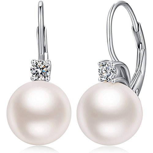 Perlenohrringe Silber 925 Ohrringe Silber 925 Hängend Damen Perlen Ohrringe Creolen Mit Perle Echte Süßwasser Hangend Damen von Miaofu