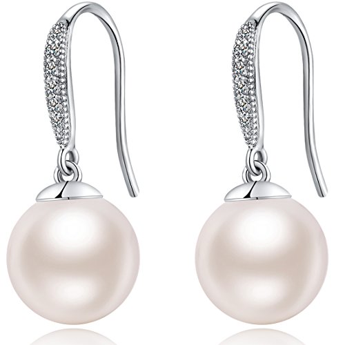 Perlenohrringe Silber Perle Ohrringe Pearl Earrings Perlenohrringe Silber Hängend,Weißgold Perle Ohrringe Miaofu Perlenohrringe Hängend,Kunstperle Ohrringe,Silber Perle Ohrringe,Ohrringe Perlen Weiß von Miaofu