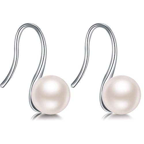 Perlenohrringe Silber Pearl Earrings Perlenohrringe Silber Hängend,Weißgold Perle Ohrringe Miaofu Perlenohrringe Hängend,Kunstperle Ohrringe,Sterling Silber Perle Ohrringe Perlen Ohrringe Weiß Perlen von Miaofu