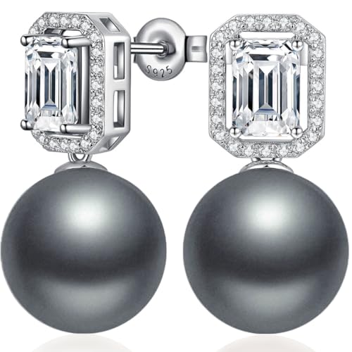 Perlenohrringe Hängend Silber 925 Perlen Ohrringe Stecker Ohrringe Perle Haengend von Miaofu