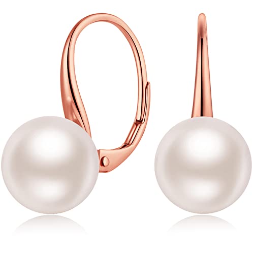 Perlenohrringe Rosegold Perlen Ohrringe Damen Perlenohrringe Hängend Weißgold Perlen Ohrringe,Perlen Hängend Ohrringe Pearl Earrings Silber Ohrringe Perlen Hängend Weißgold von Miaofu