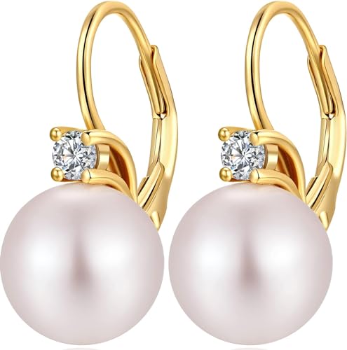 Perlenohrringe Ohrringe Creolen Silber 925 Creolen Gold für Damen Ohrringe Klein Huggie Hypoallergen Creolen Ohrringe von Miaofu