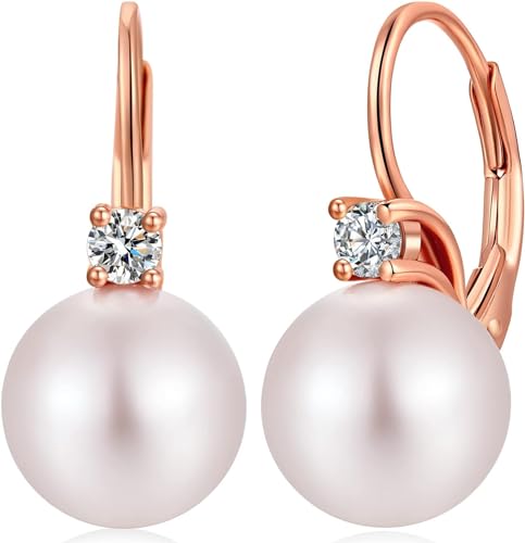 Perlenohrringe S925 Sterling Silber Weiß Perlenohrringe Hergestellt mit Zirkondia Kristallen Ohrringe Roségold Perlenohrringe S925 Sterling Silber Weiß Perlenohrringe Hergestellt mit Zirkondia Kristallen Ohrringe Roségold von Miaofu