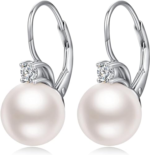 Perlenohrringe Silber 925 Ohrringe Silber 925 Hängend Damen Perlen Ohrhänger Creole Mit Perle von Miaofu
