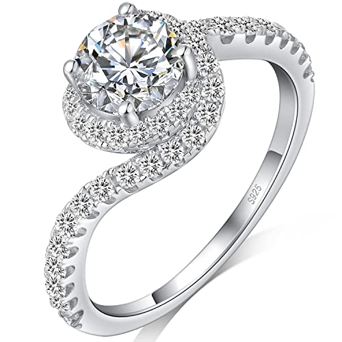 Verlobungsring Ehering Promise Ring Jubiläumsring Engagement Ring Promise Ring for Her Trauringe Damen Größe 54 Damen Ring Silber 925,Partnerringe,Freundschaftsringe,Ring für Damen Hochzeitsring von Miaofu