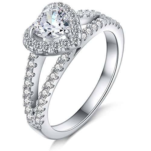 Verlobungsring Ehering Promise Ring Jubiläumsring Größe 54 Damen Ring Silber 925 Engagement Ring Ring für Damen,Ehering Damen,Hochzeitsring,Verlobungsring Zirkonia Silber 925,Ehering Silber Damen von Miaofu