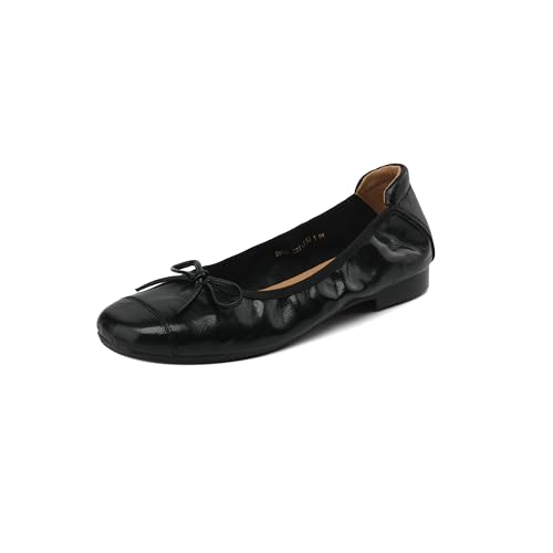 Miashi Ballerinas Damen aus 100% bequemem und weichem Leder, Flache Damenschuhe mit kleinem Absatz (Schwarz, Erwachsene, Damen, 36, Numerisch, EU Schuhgrößensystem, M) von Miashi