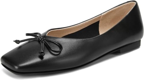 Miashi Ballerinas für Damen, klassisch, Bequeme Schuhe, quadratisch, schick, flach (Schwarz, Erwachsene, 37, Numerisch, EU Schuhgrößensystem, M) von Miashi