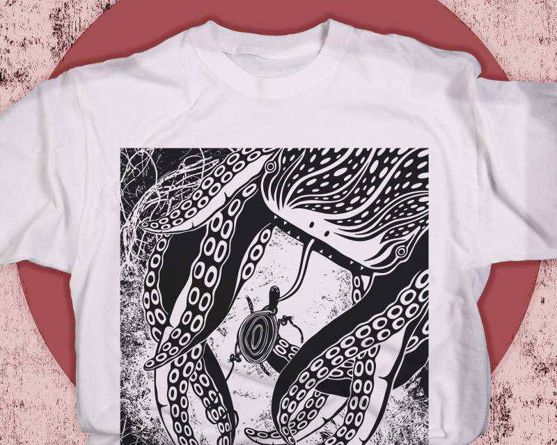 T-Shirt Ocean Unisex Octopus Turtle Vibes Gothic Pop Art Blackwork Creatures Retro Rescue Geschenk Mystisch von Miaum