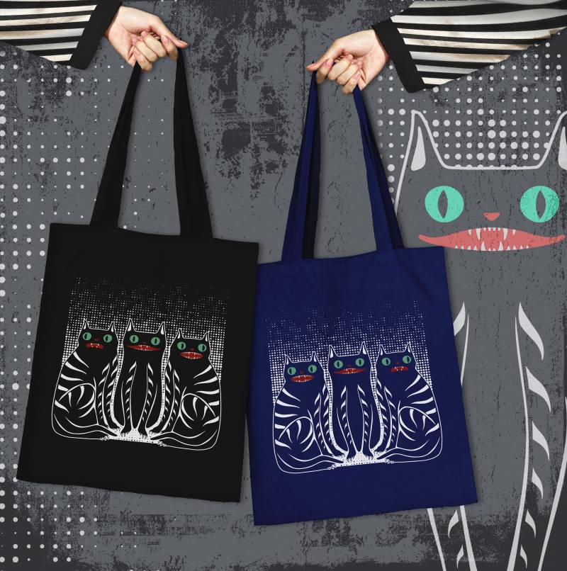 Tasche Katzen Katze Tragetasche Tote Bag Wiederverwendbare Tiertasche Stofftasche Illustration von Miaum