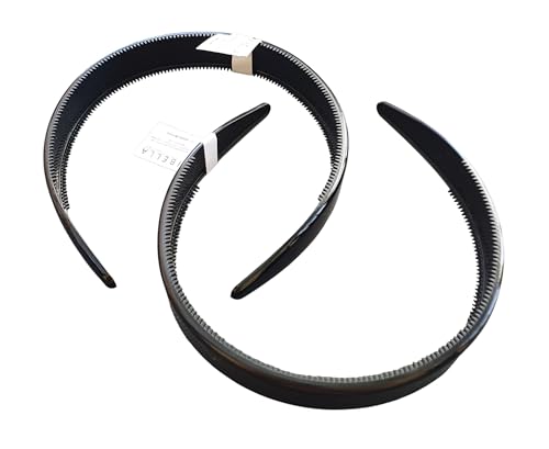 Mibella Haarreifen, Schwarz Glänzend, 2er Set, für Kinder, 12 cm Breit Haarschmuck - 28415 von Mibella