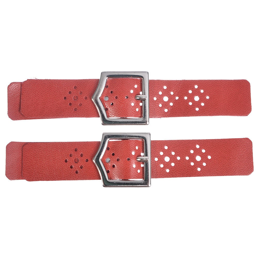 Kunstlederlasche Zum Annähen - 3/4 "x 12cm Ajustable Nautical Look Rot/Weiß Beige Perforierte Lasche Mit Nikel-Schnalle" von MiboBottoniAccessori