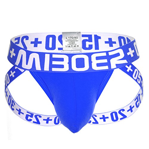 Miboer Herren Sport Jock Jockstrap Color Bulge Brief blau Größe L/XL, Herstellergr. XXL von Miboer