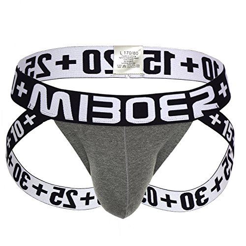 Miboer Herren Sport Jock Jockstrap Color Bulge Brief grau Größe L/XL, Herstellergr. XXL von Miboer