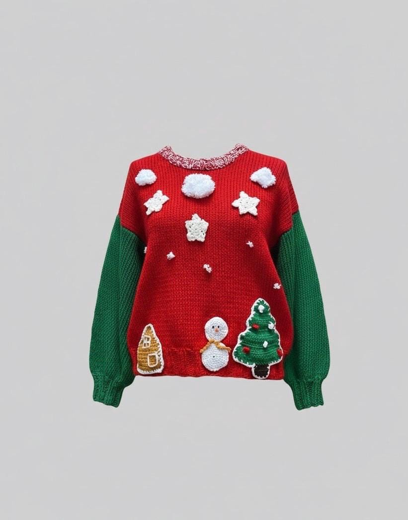 Festlicher Weihnachtspullover - Handgemachter Feiertagsstrick, Kuscheliger Winterpullover, Geschenk Für Weihnachten von Mibudesign