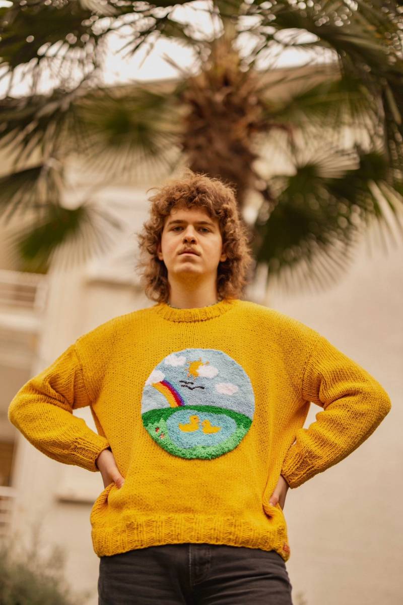 Handgestrickte Enten Im Urlaub Pullover | Punch Stickerei, Recycelte Baumwolle von Mibudesign