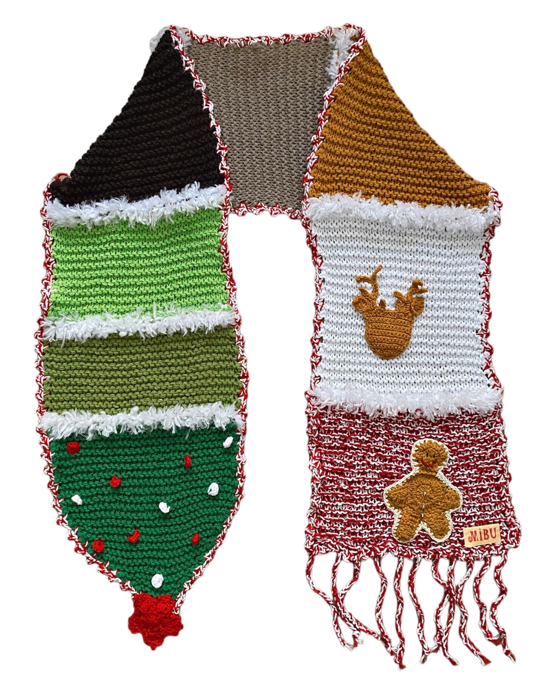 Weihnachten Strickschal - Handgefertigtes Winter Accessoire, Festlicher Rot Und Grüner Schal, Perfektes Weihnachtsgeschenk Für Sie/Ihn von Mibudesign