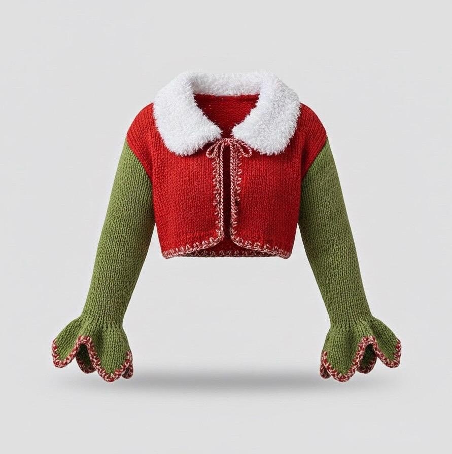 Handgestrickte Weihnachtsjacke, Grobstrick Strickjacke Aus Recycelter Baumwolle von Mibudesign