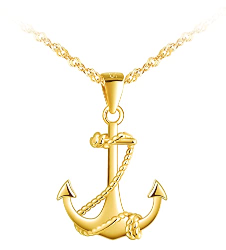 MicLee Damen 925 Sterling Silber Halskette Einfach Anker Anhänger Kette mit Geschenkbeutel Super Geschenk für Paar Pärchen Mutter Tochter von MicLee